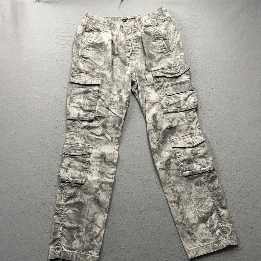 Hollister Mens Slim Straight Cargo Pants Grey Leaf Camo Epic‎ Flex Size M 1864